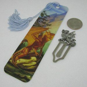 pair of vintage dragon bookmarks